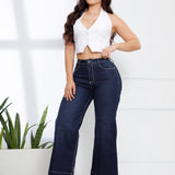JEAN CULOTTE CLÁSICO CON PINZAS TRASERAS